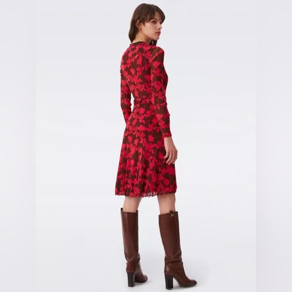 Diane Von Furstenberg Pink Brown Brenda Wrap Dress Medium - Picture 2 of 10